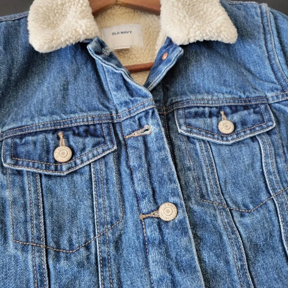 Old Navy Denim Lined Jean Jacket, Women’s M, Classic Button Closure, Medium Wash - Picture 3 of 8